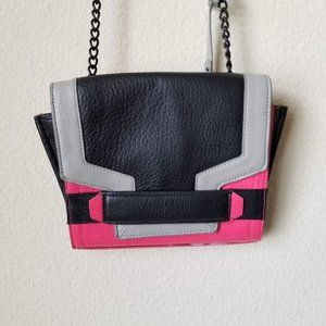 Vince Camuto Leather Crossbody Gray/black/hot pink
